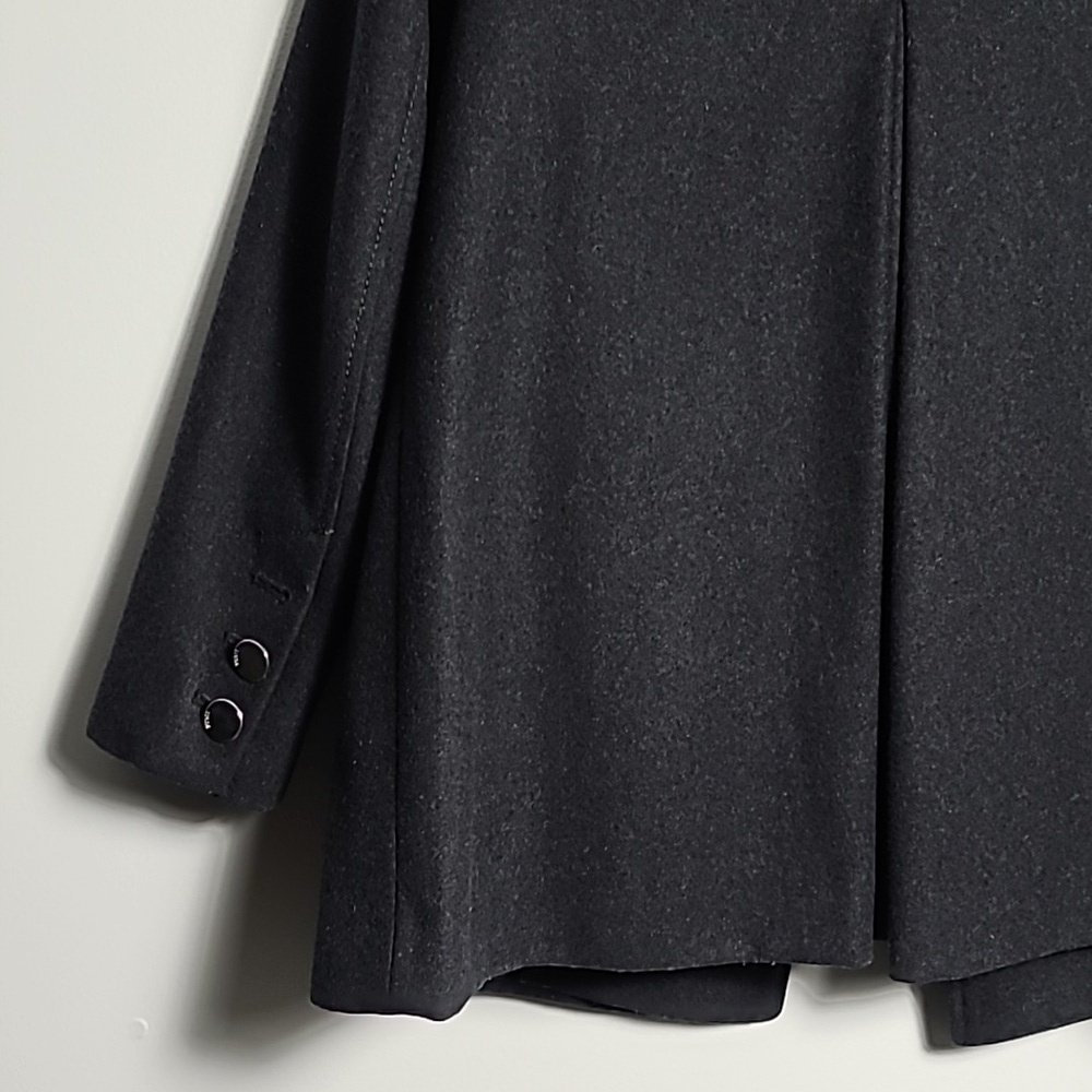 GUESS LOS ANGELES Dark Grey Wool Long Sleeve Button Up Coat Size Petite Small - Picture 14 of 16